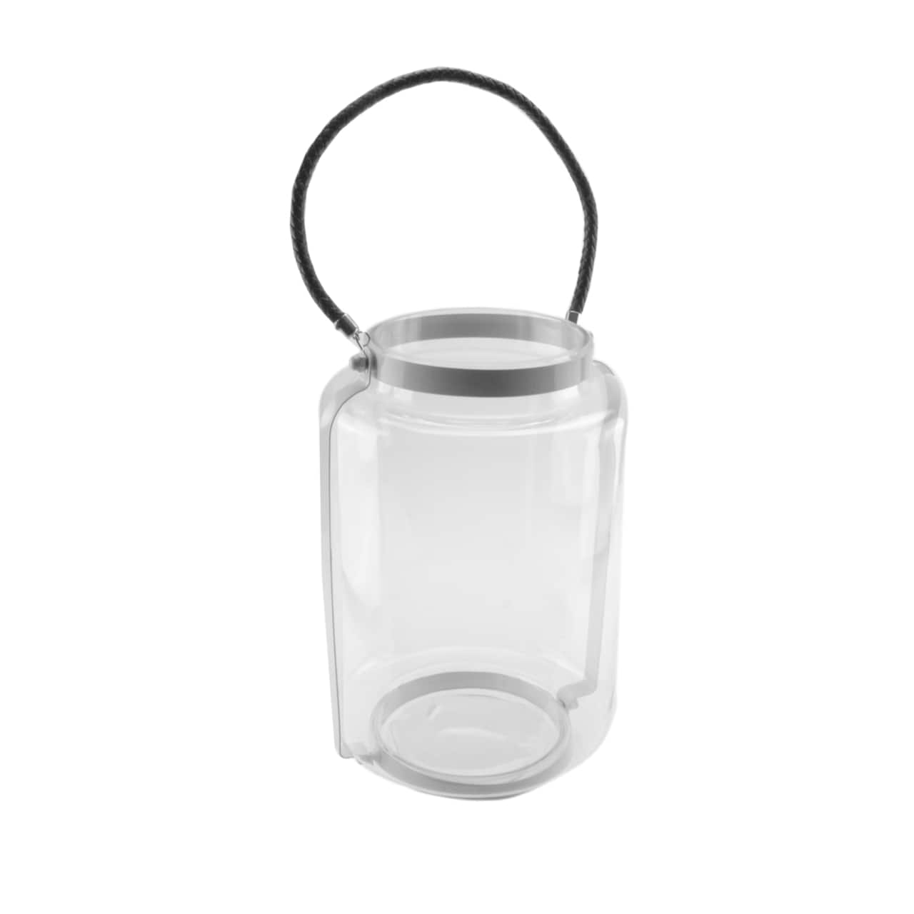 18" White Framed Glass Pillar Candle Holder Lantern